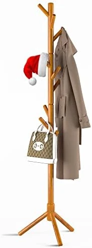 NicQliear Wooden Freestanding Coat Rack With 9 Hooks, Adjustable Coat Rack Stand 69.3" To Hang Clothes/Bags/Hats, Standing Coat Tree Perfect For Bedroom/Entryway/Hallway, Easy Assembly, Brown 8 NicQliear Wooden Freestanding Coat Rack With 9 Hooks, Adjustable Coat Rack Stand 69.3" To Hang Clothes/Bags/Hats, Standing Coat Tree Perfect For Bedroom/Entryway/Hallway, Easy Assembly, Brown - Image 6