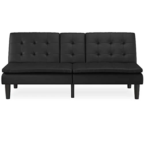 TJLSS Futon With Cupholder, Black Convertible Folding Bed Sofa 6 TJLSS Futon With Cupholder, Black Convertible Folding Bed Sofa - Image 4