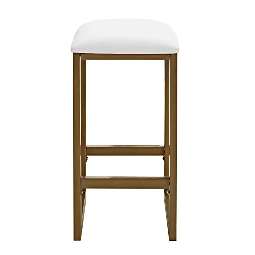 Dorel Living Tanner 3-Piece Brass Pub Set With Faux Marble Top, White 5 Dorel Living Tanner 3-Piece Brass Pub Set With Faux Marble Top, White - Image 3