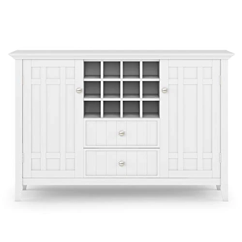 SIMPLIHOME Bedford SOLID WOOD 54 Inch Wide Rustic Sideboard Buffet And Winerack In White With Storage, 2 Drawers And 2 Shelves, For The Living Room, Rustic 5 SIMPLIHOME Bedford SOLID WOOD 54 Inch Wide Rustic Sideboard Buffet And Winerack In White With Storage, 2 Drawers And 2 Shelves, For The Living Room, Rustic - Image 3