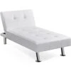Yaheetech Faux Leather Chaise Lounge Indoor Convertible Chaise Futon Tufted Chaise Daybed With Chrome Metal Legs Converts To Recliner/Bed White -Amazon Store 31Oklq9aPyL