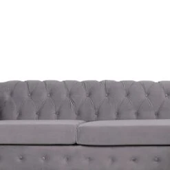 NOSGA Modern Velvet Fabric L Shaped 3-Seat Sectional Sofa Couch, Furniture Sectional Chesterfield Couch Set, Upholstered Scroll Arm Chesterfield Sofa With Chaise For Living Room(Light Grey) -Amazon Store 31OnlflhM4L