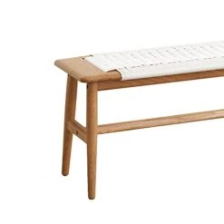 HomSof Design Natural Oak Wood Bed Bench For Dining Room, White 31.5" -Amazon Store 31Oot7hlsIL