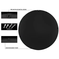 SANY DAYO HOME Round Mirror 30 Inch Real Glass Wall Mount Large Black Metal Frame Circle Mirror For Bathroom, Living Room, Bedroom, Nursery -Amazon Store 31OshAUa65L