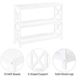 Topeakmart 42 Inch Long Console Sofa Table X Design Narrow Entryway Hallway Table W/ 3 Storage Shelves For Living Room, White 15 Topeakmart 42 Inch Long Console Sofa Table X Design Narrow Entryway Hallway Table W/ 3 Storage Shelves For Living Room, White -Amazon Store 31PCv3CpLeL