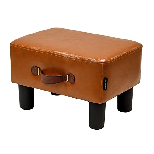 H&B Luxuries Footstool Small Ottoman, PU Leather Small Ottoman Foot Rest,16.14" Extended Rectangular Footstool With Carry,Ottoman For Living Room, Bedroom, Couch,Patio,Cloakroom (Light Brown) 3 H&B Luxuries Footstool Small Ottoman, PU Leather Small Ottoman Foot Rest,16.14" Extended Rectangular Footstool With Carry,Ottoman For Living Room, Bedroom, Couch,Patio,Cloakroom (Light Brown)