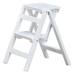 Portable Step Stoo - 2 Wood For Adult Folding Ladder 2 Tier Ladder-Shaped Plant Stand Display Rack Shelf (C) (A)