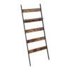 Blanket Ladder Shelf Rack 5-Tier With Adjustable Shelf And 4 Hanging Hooks, Wall-Leaning Blanket Rack, Ladder Shelf Stand For Bathroom, Living Room, Kitchen, Rustic Brown And Black -Amazon Store 31PVh5eeNhL