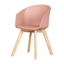 South Shore Flam Chair With Wooden Legs, 1, Pink And Wood