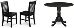 East West Furniture Norfolk Kitchen Chairs - Wooden Seat And Black Solid Wood Structure Wooden Dining Chair Set Of 2 & Wood DLT-ABK-TP Dining Room Table Round Tabletop And 42 X 29.5-Black Finish -Amazon Store 31PgD B3VhL. AC 1