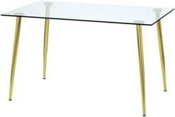 SSLine Modern 63" Dining Table For 4-6 Clear Tempered Glass Kitchen Table With U-Shape Silver Metal Base Mid-Century Rectangle Dinner Table For Dining Room Apartment Dorm Small Space -Amazon Store 31QOSC85uZL. AC