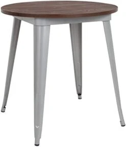 EMMA + OLIVER 30" Round Silver/Wood Metal Indoor Table -Amazon Store 31Qqxm9AAxL. AC