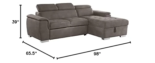 Homelegance Ferriday 98" X 66" Sectional Sleeper With Storage, Taupe 5 Homelegance Ferriday 98" X 66" Sectional Sleeper With Storage, Taupe - Image 3