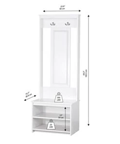 Saint Birch Wood White Wide Hall Tree With Bench And Shoe Storage SBLT8393HTWH -Amazon Store 31REzvO57TL