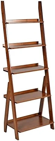 5 Tiers Bamboo Ladder Shelf Modern Bookshelf Leaning Wall Shelves Open Tall Wall Mount Bookcase Standing Storage Rack Shelves For Living Room, Bathroom, Kitchen, Office(21"L*12.5"W*60"H) (Brown) 8 5 Tiers Bamboo Ladder Shelf Modern Bookshelf Leaning Wall Shelves Open Tall Wall Mount Bookcase Standing Storage Rack Shelves For Living Room, Bathroom, Kitchen, Office(21"L*12.5"W*60"H) (Brown) - Image 6