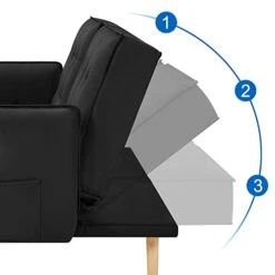 Yaheetech 78” Convertible Sofa Bed With USB Ports Sleeper Couch Futon Daybed Sleeper Sofa For Living Room Convertible Loveseat Adjustable Couch Bed Linen Fabric Tufted Split-Back Daybed, Black -Amazon Store 31ReyFMuOcL