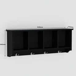 Love Furniture Wall Mounted Coat Rack Shelf, With 4 Storage Cabinets And 4 Wall Coat Hooks, Perfect Storage Space For Your Entryway, Mudroom, Kitchen, Bathroom And More, Black -Amazon Store 31RgpbvNiRL
