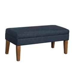Homepop Home Decor | Upholstered Decorative Storage Ottoman Bench | Ottoman Bench With Storage For Living Room & Bedroom | Decorative Home Furniture, Navy Large