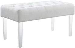 Linon Ella Glitz Acrylic Leg Bench, 35"Wx17"Dx18"H, White -Amazon Store 31RsszOvOoL. AC