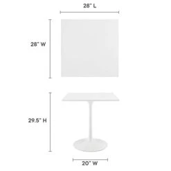 Modway Lippa 28" Mid-Century Modern Dining Table With Square Top And Pedestal Base In White -Amazon Store 31Rw05TOVNL