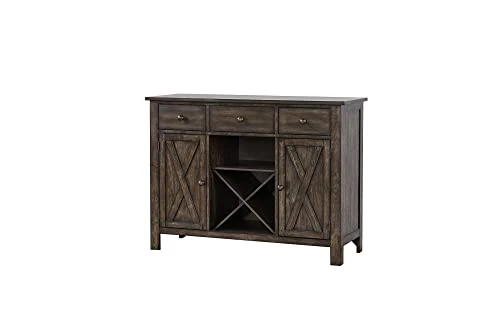 Pilaster Designs Indoor Home Decorative Furniture Itta Brown Wood Buffet Server With Wine Storage 4 Pilaster Designs Indoor Home Decorative Furniture Itta Brown Wood Buffet Server With Wine Storage - Image 2