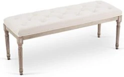 VONLUCE French Vintage Bench With Padded Seat & Rubberwood Legs, 44" Upholstered Entryway Bench & Dining Bench, Tufted Fabric End Of Bed Bench For Bedroom Living Room Hallway More, Beige 29 VONLUCE French Vintage Bench With Padded Seat & Rubberwood Legs, 44" Upholstered Entryway Bench & Dining Bench, Tufted Fabric End Of Bed Bench For Bedroom Living Room Hallway More, Beige -Amazon Store 31SAw5DvwqL. AC 1