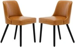 MINCETA Dining Chair,Morden Wood Leg Upholstered Kitchen Chair Set Of 2,PU In Cream White -Amazon Store 31SJjZI81hL. AC