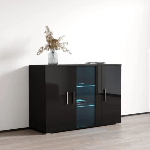 MEBLE FURNITURE & RUGS Soho S7 3D Modular Modern 47" Wide Sideboard Black 5 MEBLE FURNITURE & RUGS Soho S7 3D Modular Modern 47" Wide Sideboard Black - Image 3