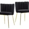 DM Furniture Velvet Dining Chairs Set Of 2 Modern Accent Chairs Upholstered Side Chairs With Gold Metal Legs For Home Kitchen Living Room, Black 2 DM Furniture Velvet Dining Chairs Set Of 2 Modern Accent Chairs Upholstered Side Chairs With Gold Metal Legs For Home Kitchen Living Room, Black -Amazon Store 31SR52dq11L