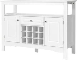 PETSITE Kitchen Sideboard Buffet Storage Cabinet, Coffee Bar Station With Wine Rack, Shelves, 2 Cabinets & Drawer, Wood Accent Modern Console Table For Living Room, Dining Room, Entryway (Black) -Amazon Store 31SZkkQCOML. AC