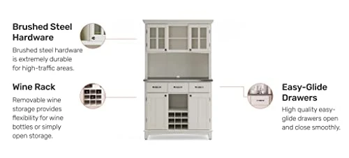 Homestyles Sideboards-buffets-credenzas, Server With Hutch, Off White 7 Homestyles Sideboards-buffets-credenzas, Server With Hutch, Off White - Image 5