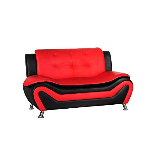 Home Square 3 Piece Living Room Set With Sofa Loveseat And Armchair In Black/Red 4 Home Square 3 Piece Living Room Set With Sofa Loveseat And Armchair In Black/Red - Image 2