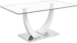 SSLine Modern 63" Dining Table For 4-6 Clear Tempered Glass Kitchen Table With U-Shape Silver Metal Base Mid-Century Rectangle Dinner Table For Dining Room Apartment Dorm Small Space -Amazon Store 31T62fQ tOL. AC