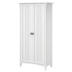 Bush Furniture Salinas Kitchen Pantry Cabinet With Doors, Pure White And Shiplap Gray