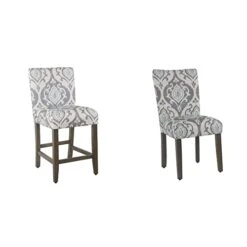 HomePop Upholstered Counter Height Barstool, 24-Inch, Suri Blue & Parsons Classic Upholstered Accent Dining Chair, Set Of 2, Suri Blue