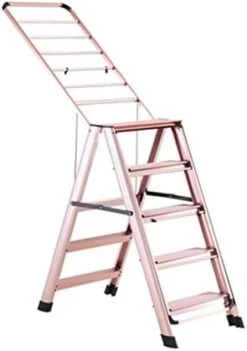 GENERIC 5 Step Ladder Aluminum Alloy Ladder Folding Ladder With Wide Anti-Slip Pedal Flower Stand Storage Rack Drying Rack Portable Step Ladder For Home And Kitchen Use Space Saving (Color : Bruin) -Amazon Store 31U9xvQX9RL. AC 1