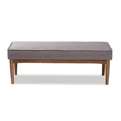 Baxton Studio Arvid Mid-Century Modern Gray Fabric Upholstered Wood Dining Bench -Amazon Store 31UCMXmot0L