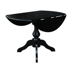 IC International Concepts 42" Round Dual Drop Leaf Pedestal, 30.3" H Dining Table, Black -Amazon Store 31UNtgxzgpL