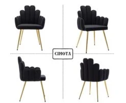 CIMOTA Black Dining Chairs Set Of 2 Velvet Upholstered Comfy Living Room Chairs Modern Finger Shape Back Vanity Chair With Arms For Makeup Room/Bedroom, 2PCS -Amazon Store 31UUZYSMVEL