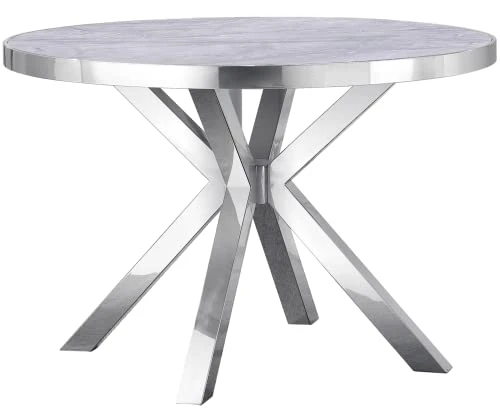 AZhome Dining Table, 45" Round Dining Room Table With Silver Mirrored Stainless Steel 3 AZhome Dining Table, 45" Round Dining Room Table With Silver Mirrored Stainless Steel