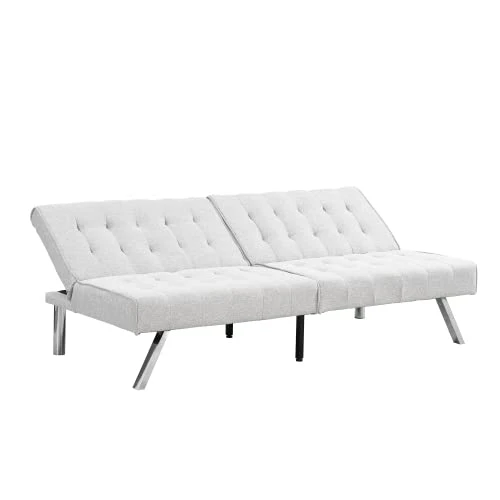 Futon Sofa Bed Convertible Sofa Couch Futon Bed Couch, Adjustable Loveseat Futon Living Room Furniture With Chrome Metal Legs,Home Recliner Reversible Loveseat Folding Daybed Guest Bed (White) 6 Futon Sofa Bed Convertible Sofa Couch Futon Bed Couch, Adjustable Loveseat Futon Living Room Furniture With Chrome Metal Legs,Home Recliner Reversible Loveseat Folding Daybed Guest Bed (White) - Image 4