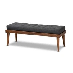 Baxton Studio Benches, One Size, Charcoal/Walnut