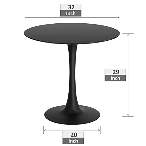 Forsho Tulip Table 32" Round Dining Table Set For 4, Mid Century Modern Circle Dining Table With Pedestal Base (Black) 3 Forsho Tulip Table 32" Round Dining Table Set For 4, Mid Century Modern Circle Dining Table With Pedestal Base (Black)