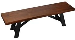 Cortesi Home Marli Dining Bench With Black Steel Trestle Frame, Brown, CH-DB905739