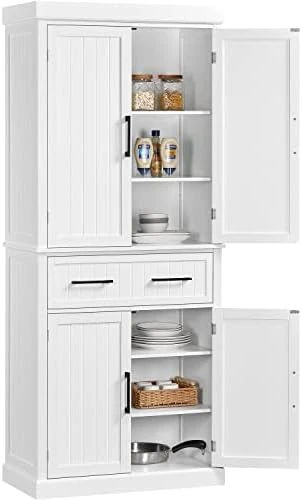 Yaheetech Kitchen Pantry Storage Cabinet With Doors And Adjustable Shelves, Freestanding Pantry Cabinets With Drawer, Modern Farmhouse Pantry Cupboard For Kitchen, Dinning Room, Living Room, White 8 Yaheetech Kitchen Pantry Storage Cabinet With Doors And Adjustable Shelves, Freestanding Pantry Cabinets With Drawer, Modern Farmhouse Pantry Cupboard For Kitchen, Dinning Room, Living Room, White - Image 6