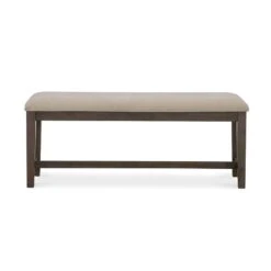 HFO Bluffton 20" Upholstered Fabric Farmhouse Rustic Solid Wood Dining Bench For Kitchen Dining Room In Beige -Amazon Store 31VG7UbnSiL