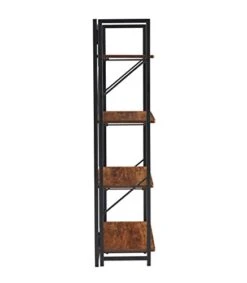 4 Tier Folding Bookshelf, Industrial Metal Book Shelf For Storage, Folding Bookcase For Organization And Storage, Rustic Wooden Metal Book Case For Living Room Office, 11.8 D X 23.6 W X 49.8 H Inches -Amazon Store 31Vpi2MYEWL