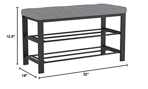 Simplify Storage Bench, Shoe Rack, Ottoman, Tufted, Padded Seating For Entryway, Bedroom, Closet & Hallway, Grey 5 Simplify Storage Bench, Shoe Rack, Ottoman, Tufted, Padded Seating For Entryway, Bedroom, Closet & Hallway, Grey - Image 3
