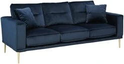 Signature Design By Ashley Macleary Modern Velvet Loveseat With Gold Metal Legs, Navy Blue -Amazon Store 31W0eDYbEoL. AC
