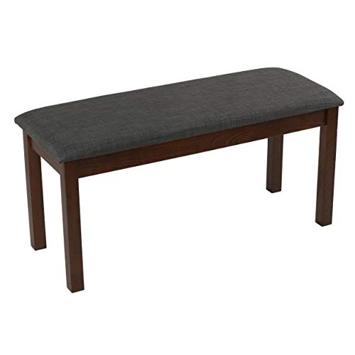 Dining Bench In Charcoal Fabric Walnut Finish 40" Grey Solid 3 Dining Bench In Charcoal Fabric Walnut Finish 40" Grey Solid